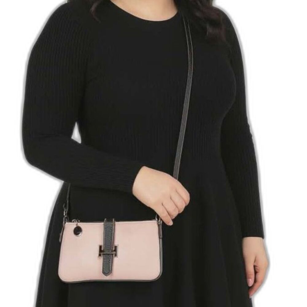 Vera Pelle Shoulder Bag Crossbody Clutch Purse PINK Leather Women's WOMAN'S